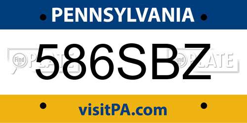 586SBZ Pennsylvania License Plate