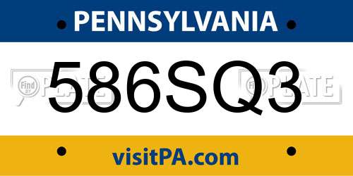 586SQ3 Pennsylvania License Plate