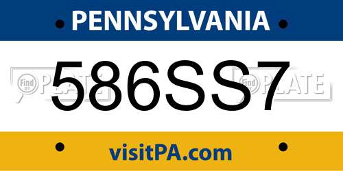 586SS7 Pennsylvania License Plate