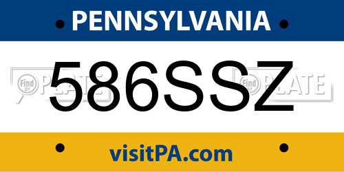 586SSZ Pennsylvania License Plate