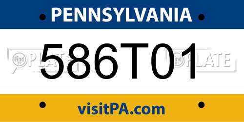 586T01 Pennsylvania License Plate