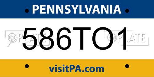 586TO1 Pennsylvania License Plate