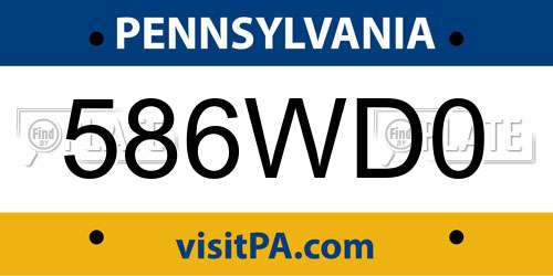 586WD0 Pennsylvania License Plate