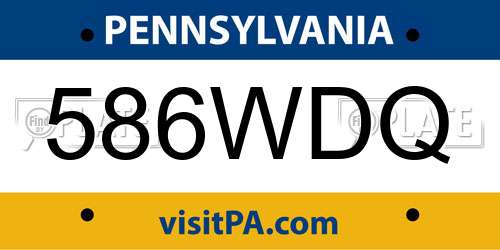 586WDQ Pennsylvania License Plate