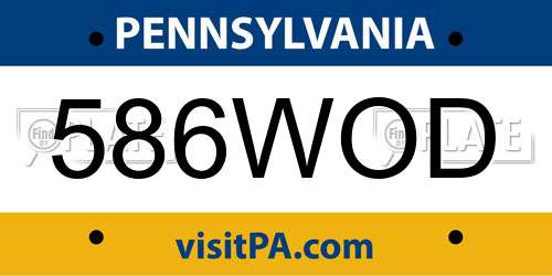586WOD Pennsylvania License Plate