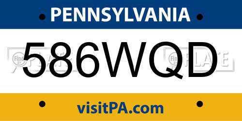 586WQD Pennsylvania License Plate