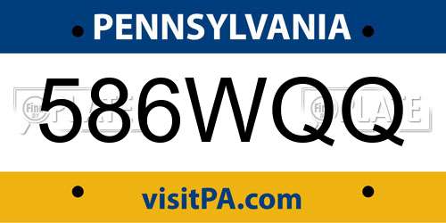 586WQQ Pennsylvania License Plate