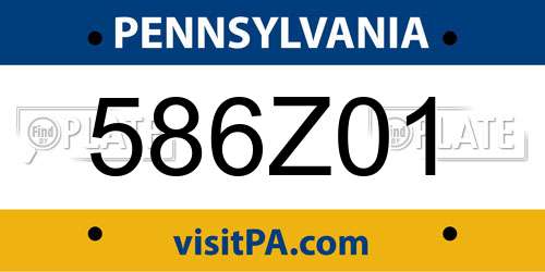586Z01 Pennsylvania License Plate