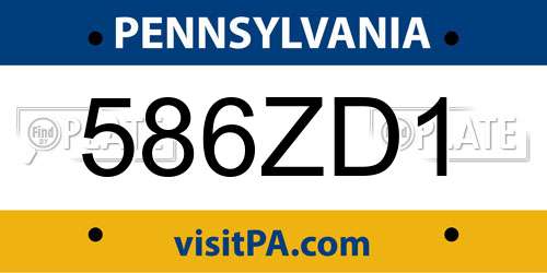 586ZD1 Pennsylvania License Plate