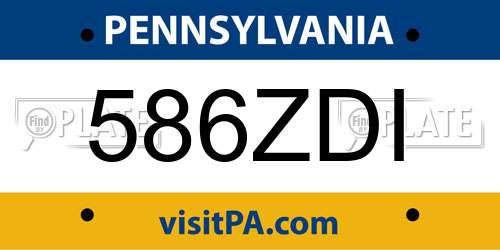 586ZDI Pennsylvania License Plate