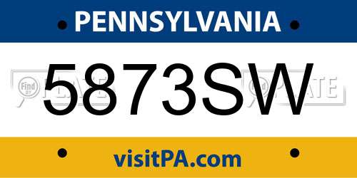 5873SW Pennsylvania License Plate