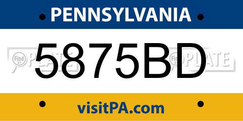 5875BD Pennsylvania License Plate