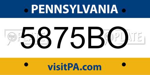 5875BO Pennsylvania License Plate