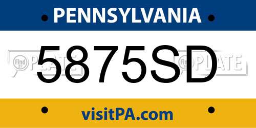 5875SD Pennsylvania License Plate