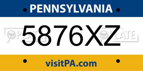 5876XZ Pennsylvania License Plate