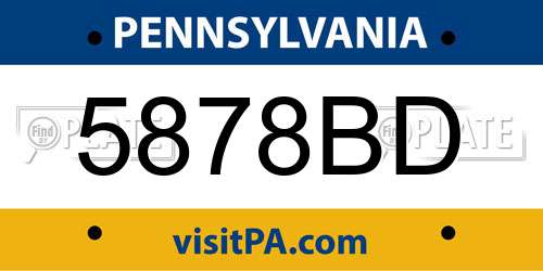 5878BD Pennsylvania License Plate