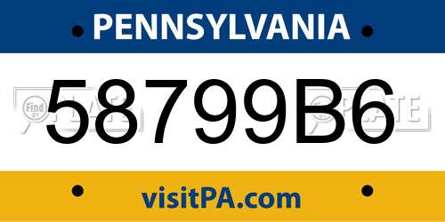 58799B6 Pennsylvania License Plate