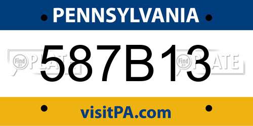 587B13 Pennsylvania License Plate