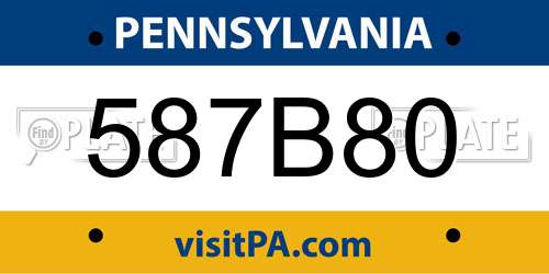 587B80 Pennsylvania License Plate