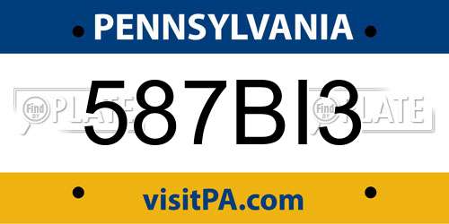 587BI3 Pennsylvania License Plate