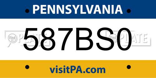 587BS0 Pennsylvania License Plate