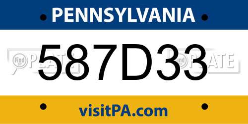 587D33 Pennsylvania License Plate
