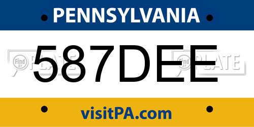 587DEE Pennsylvania License Plate
