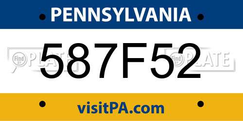 587F52 Pennsylvania License Plate