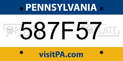 587F57 Pennsylvania License Plate