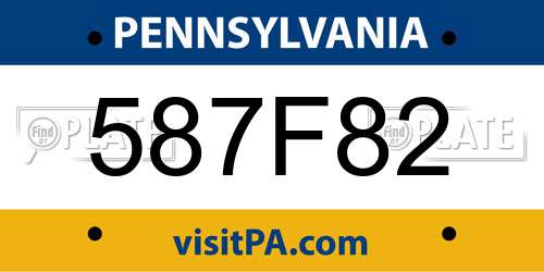 587F82 Pennsylvania License Plate