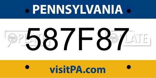 587F87 Pennsylvania License Plate