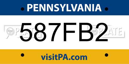 587FB2 Pennsylvania License Plate