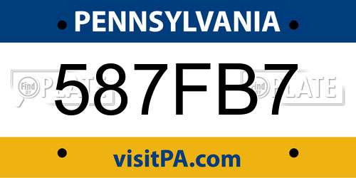 587FB7 Pennsylvania License Plate