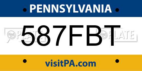 587FBT Pennsylvania License Plate