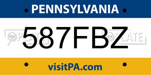 587FBZ Pennsylvania License Plate