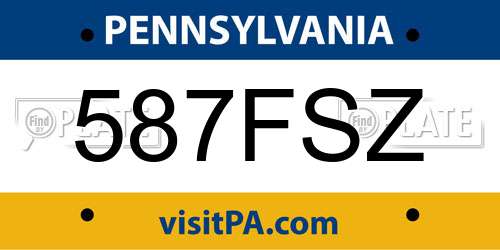 587FSZ Pennsylvania License Plate