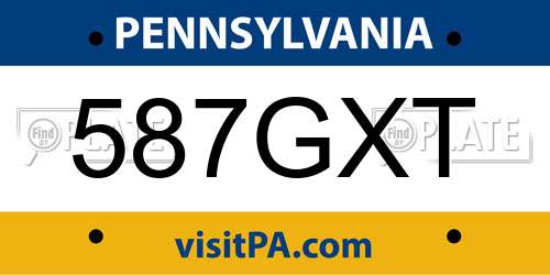 587GXT Pennsylvania License Plate