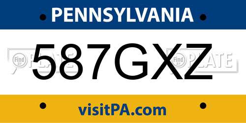 587GXZ Pennsylvania License Plate