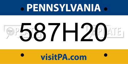 587H20 Pennsylvania License Plate