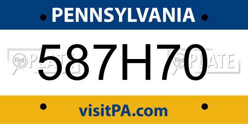 587H70 Pennsylvania License Plate