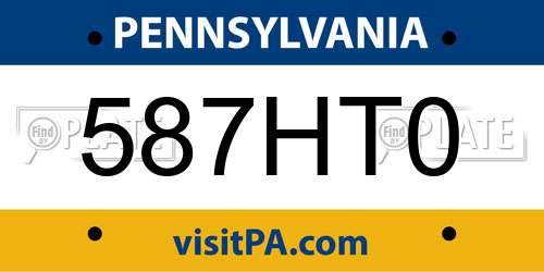 587HT0 Pennsylvania License Plate