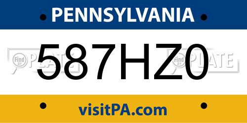 587HZ0 Pennsylvania License Plate