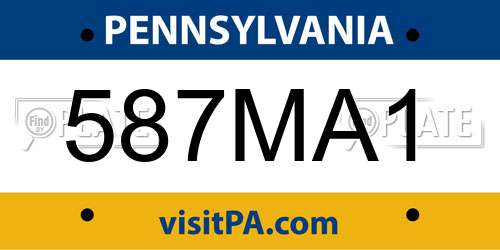 587MA1 Pennsylvania License Plate