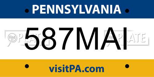 587MAI Pennsylvania License Plate