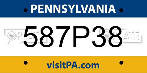 587P38 Pennsylvania License Plate