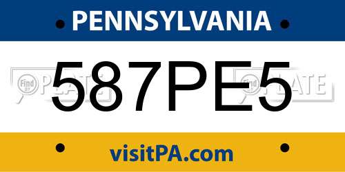 587PE5 Pennsylvania License Plate