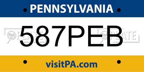 587PEB Pennsylvania License Plate