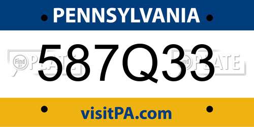 587Q33 Pennsylvania License Plate
