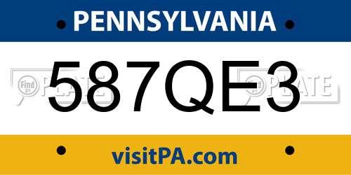 587QE3 Pennsylvania License Plate