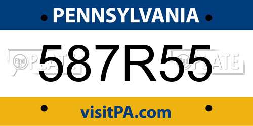 587R55 Pennsylvania License Plate